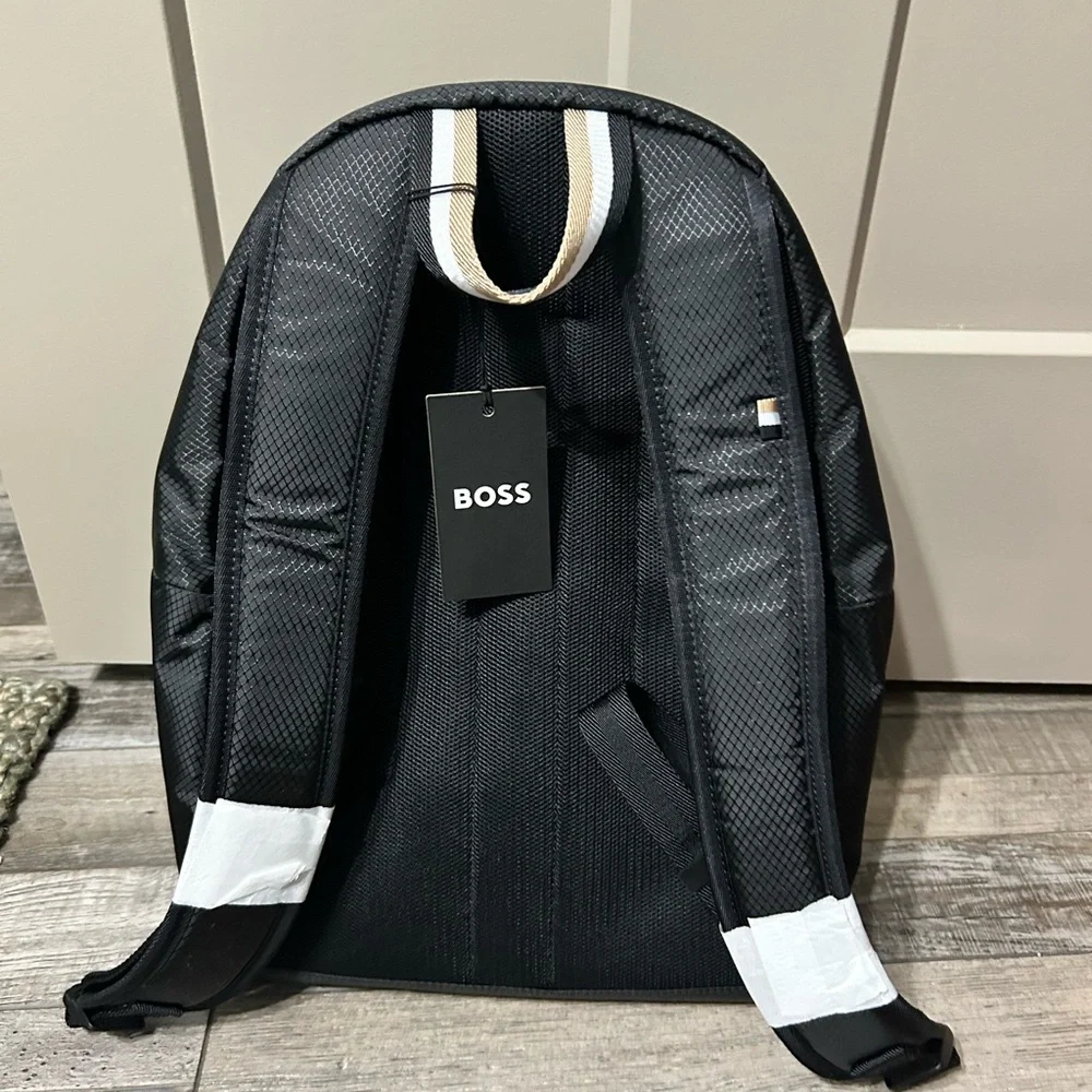 Boss Black Men's Logo Backpack with Contrast Handle